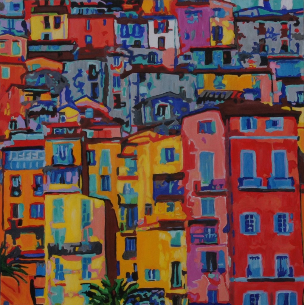 Menton, Cote D'Azur, Acrylic on Canvas, 36x36x 1.5 inches