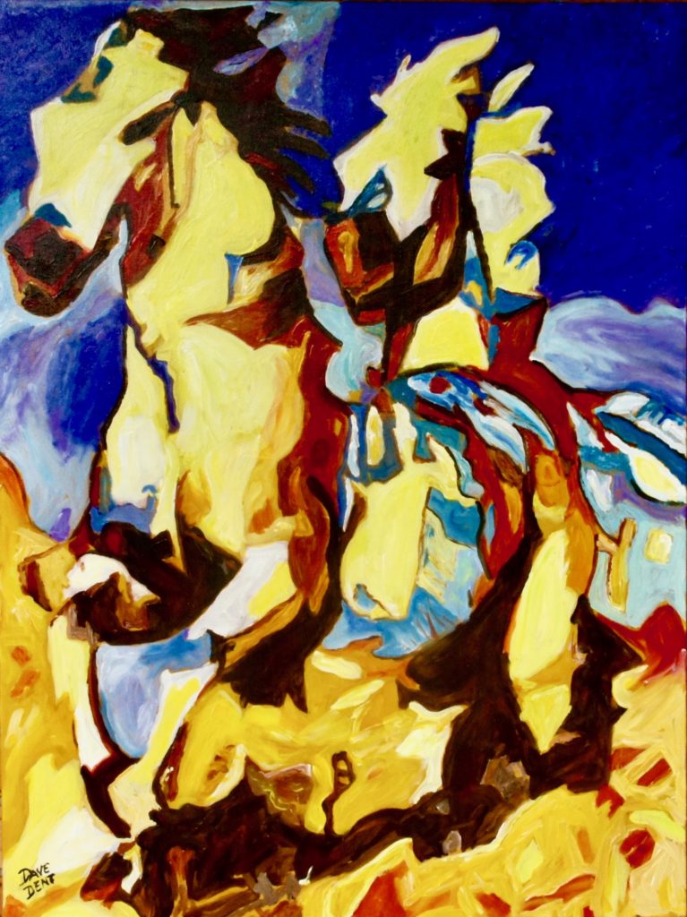 Immortal Horses of Achilles, Balios and Xanthos, Acryllic on Canvase, 30"x40", Dave Dent